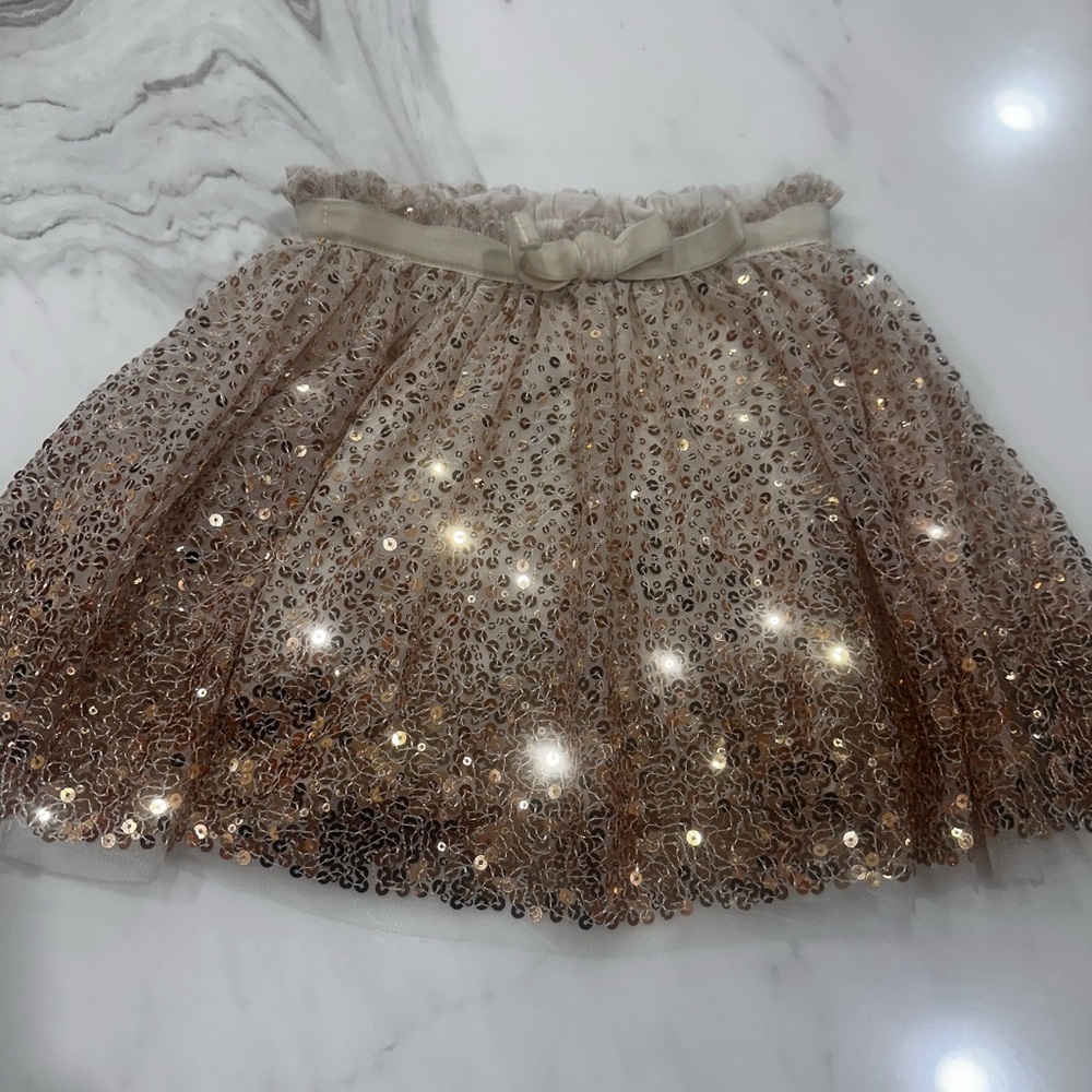 Girls Cherokee Sequin gold and cream Skirt